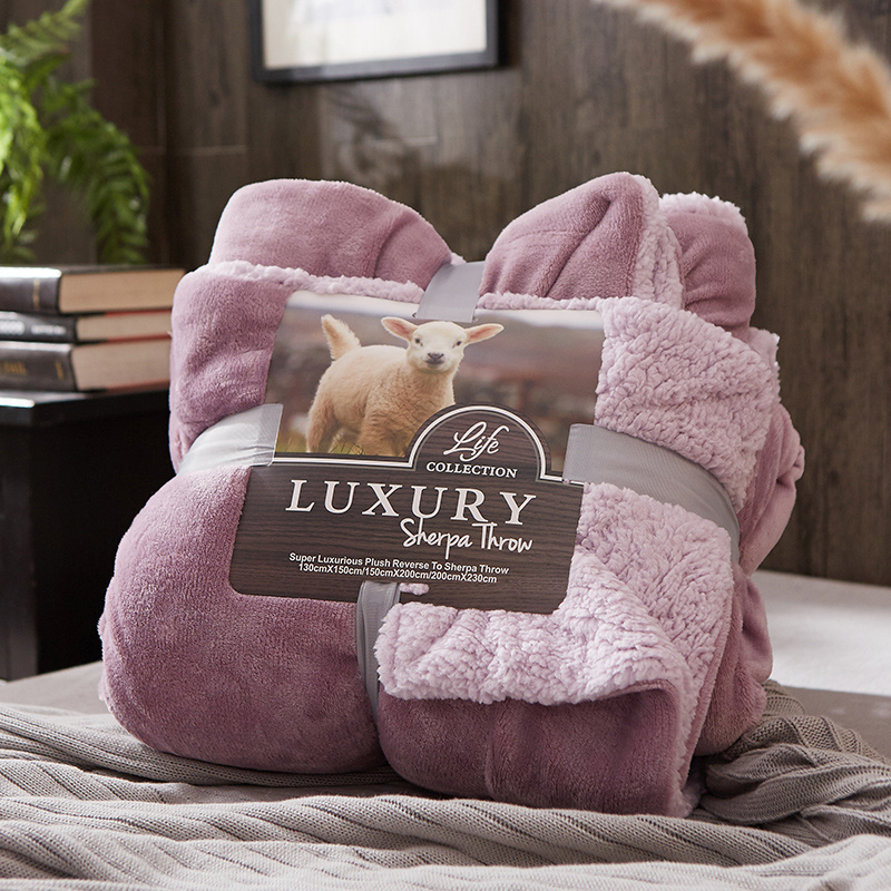 TEMU A Luxurious Double-sided Lamb Fleece Blanket, Super Soft And Skin-friendly Flannel Fabric, Card-style Gift Packaging, 3 Colors (pink / Blue /