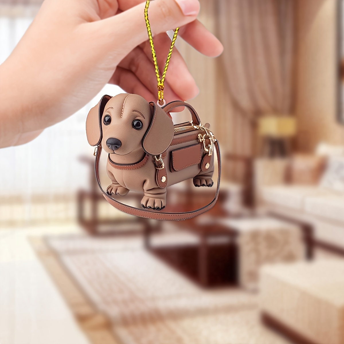 

1pc Acrylic Dachshund Dog Hanging Ornament - Multifunctional 2d Pendant For Car, Backpack, Wallet Decoration, Car Accessory| Ornament| , Dog Accessories