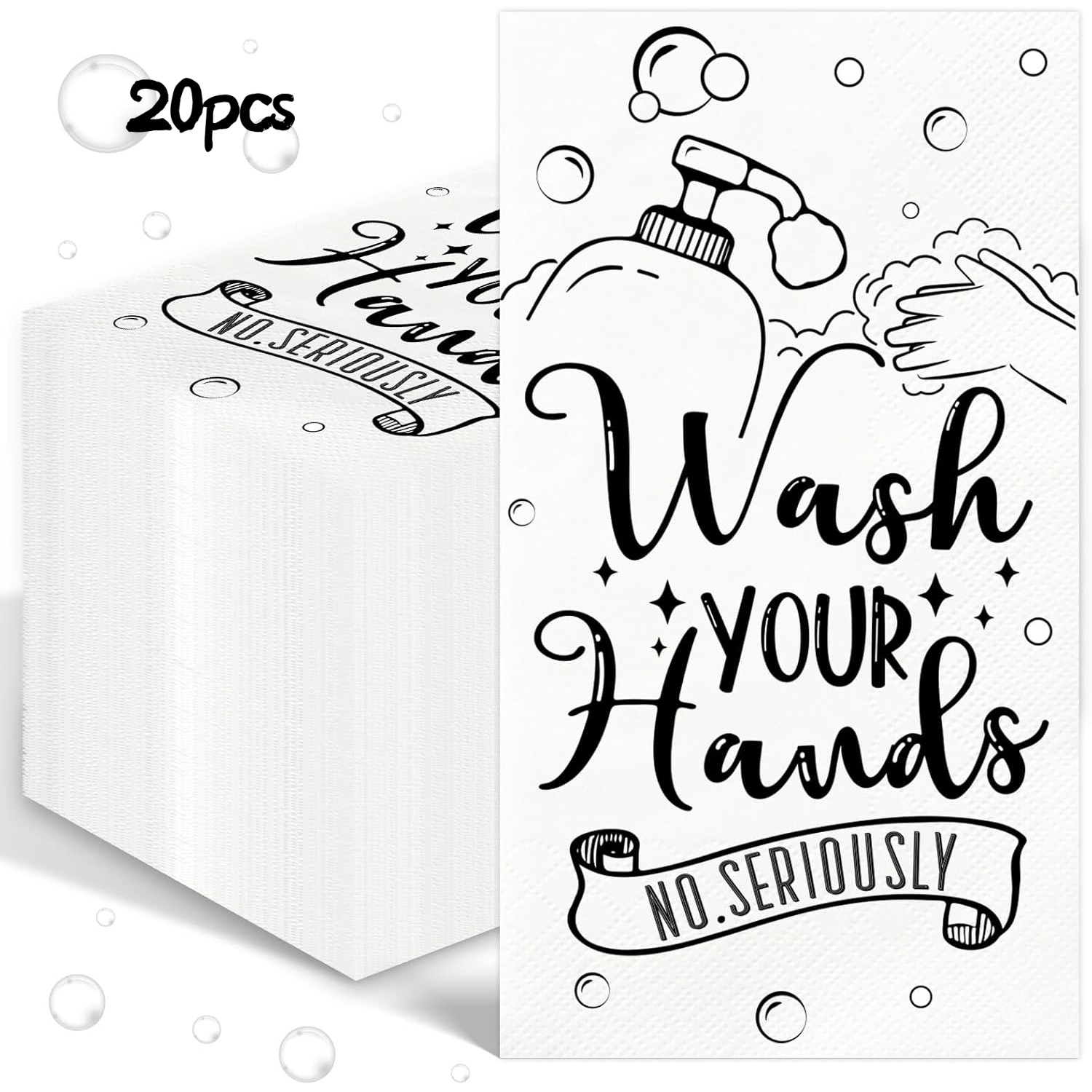TEMU 20pcs Funny 'hand-washing' Paper Towels, Disposable Hand Towels, For Bathroom, Etiquette Guest Napkins, Makeup Room, Weddings, Birthdays,