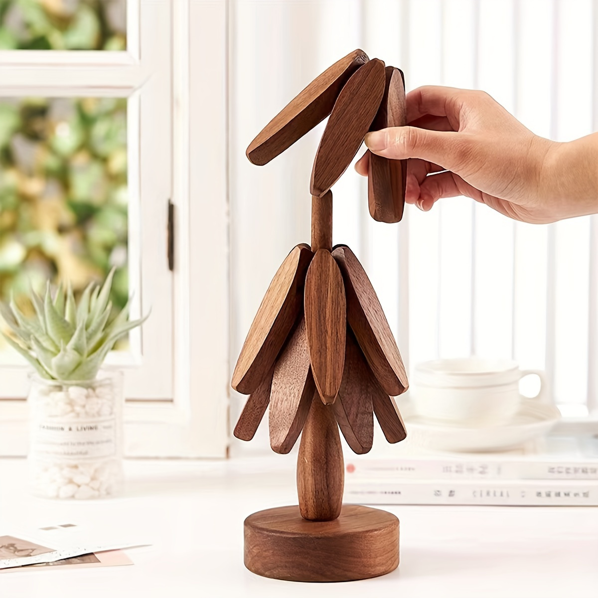

1pc Folding Wooden For Hot - - Pot Pad Set For Table & Countertop