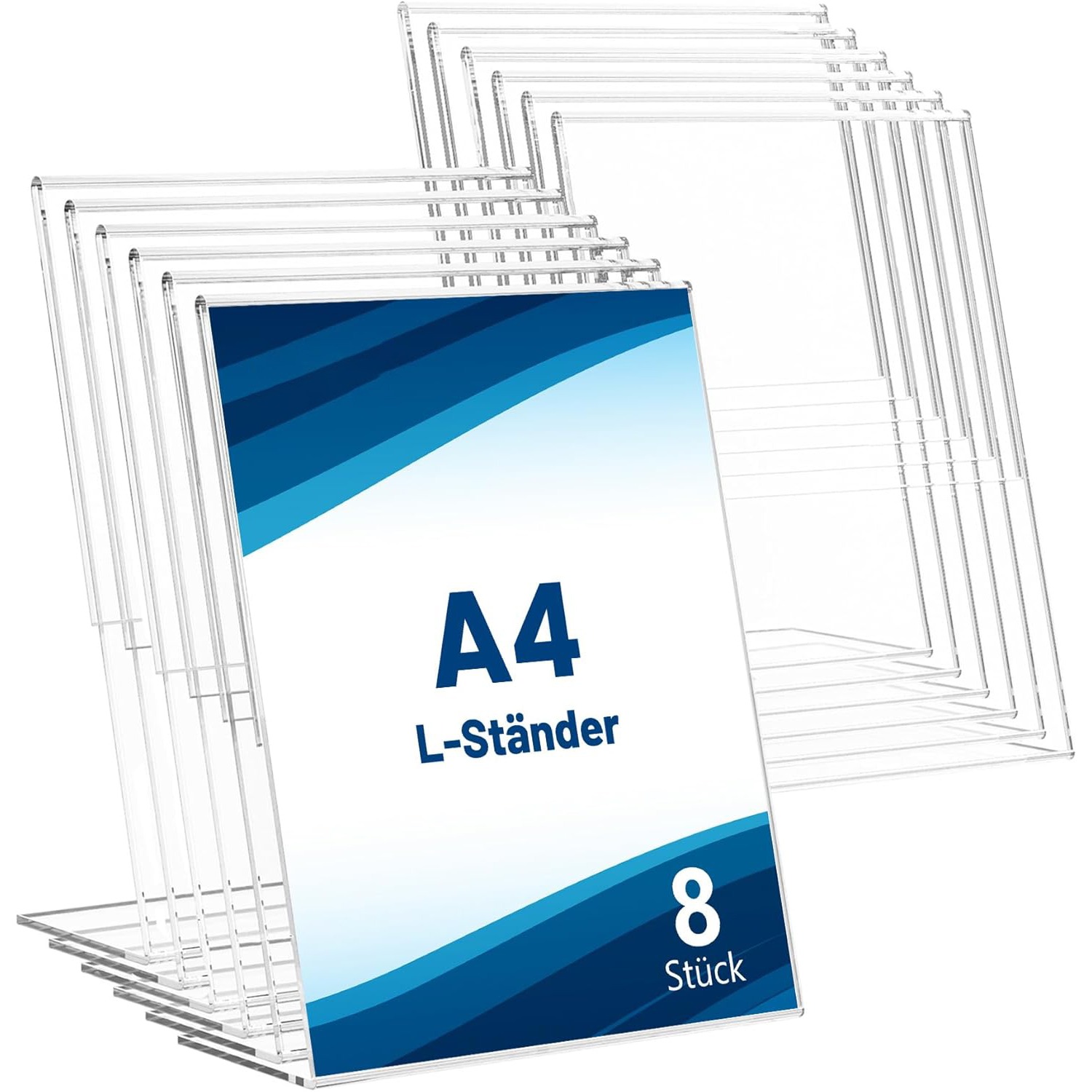 Set Of 8 Acrylic A4 Display Holders, Transparent Tabletop Stands For Menus, Ads, And (portrait Orientation)