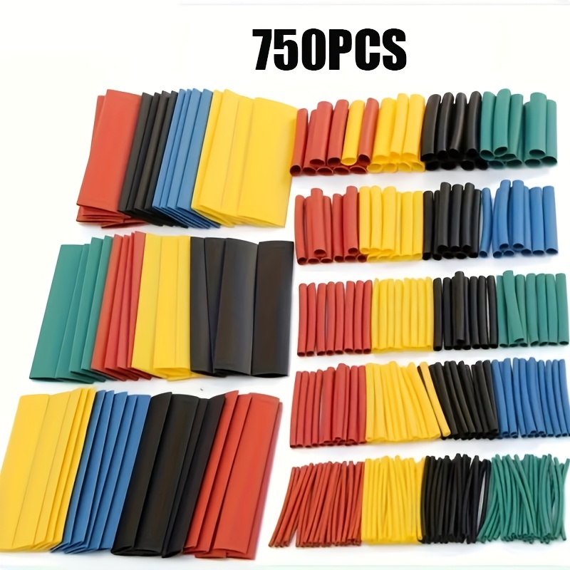 TEMU Assortiment de 750 tubes thermorétractables 2:1 pour fils électriques, comprenant des manchons de câble ignifugés