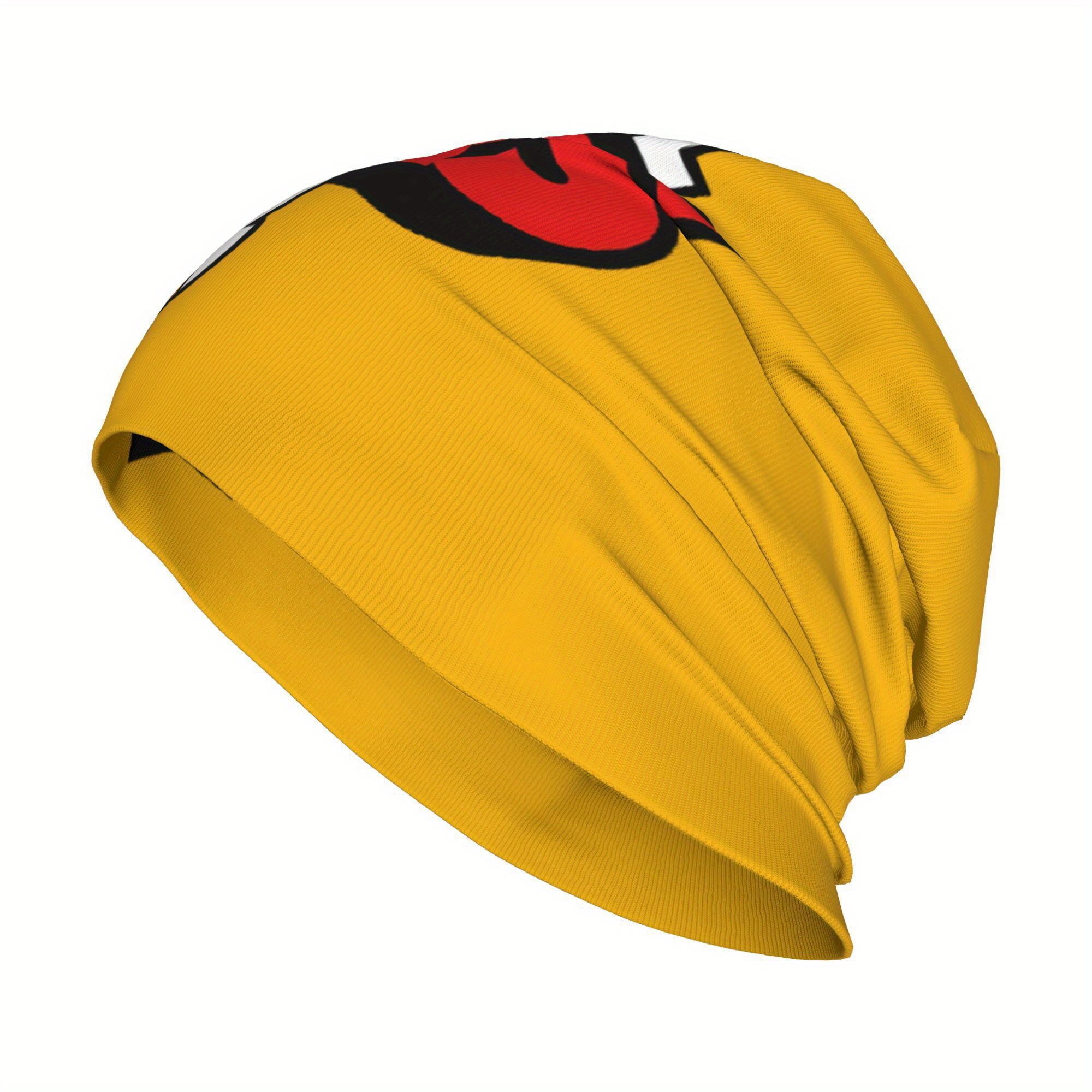 

Gaming-inspired Beanie Cap - Lightweight Knit Hat, Yellow With Graphics,