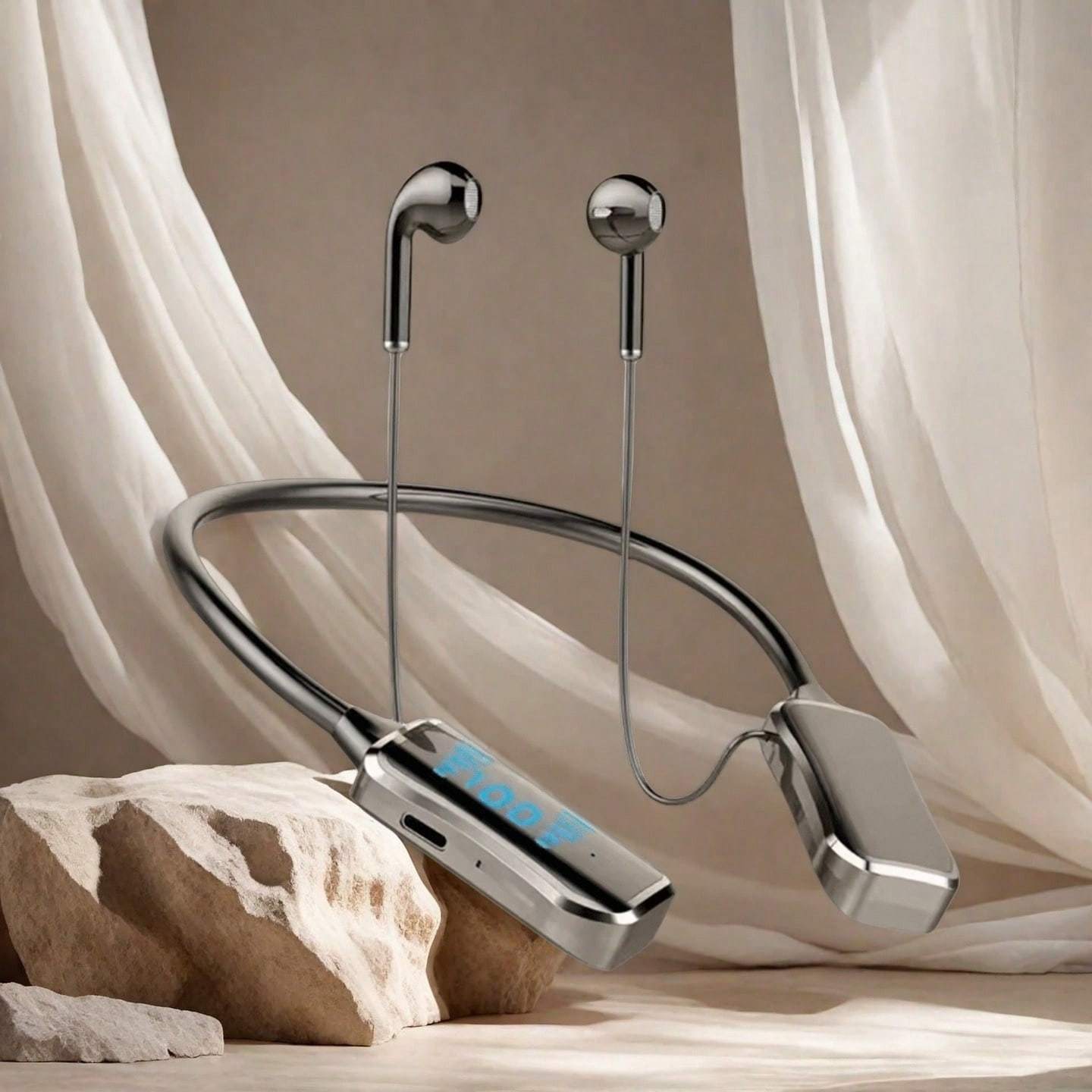 item picture wireless wireless earphones with led display featuring a magnetic neck design ideal for sports use