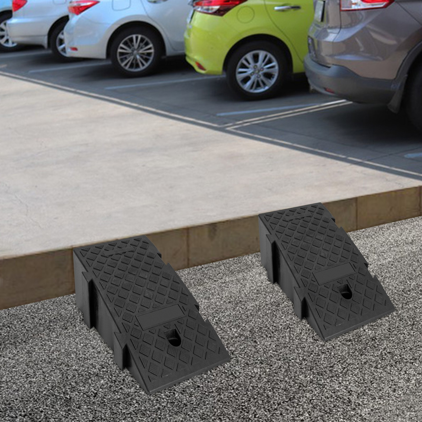 TEMU Juego de dos rampas de carga, aptas para de automóviles, diseñadas para remolques, placas de rampa de plástico antideslizantes portátiles