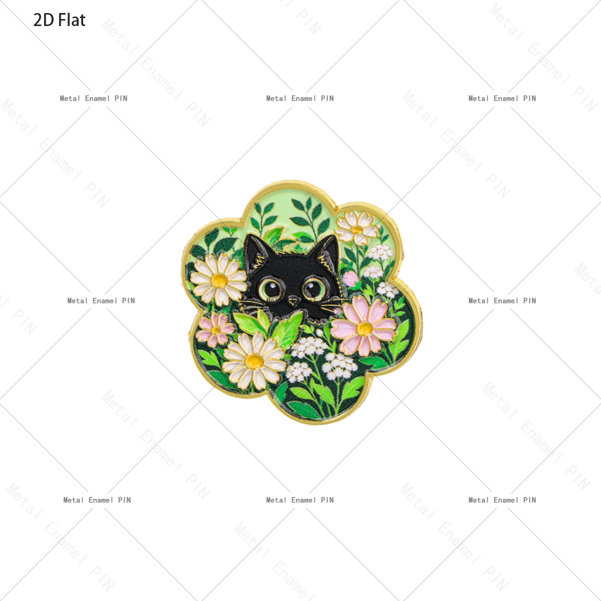 TEMU Épingle de revers plate 2D, épingle de revers plate 2D floral, épingles et broches en émail, badges pour sacs à dos, sacs, décoration cool pour