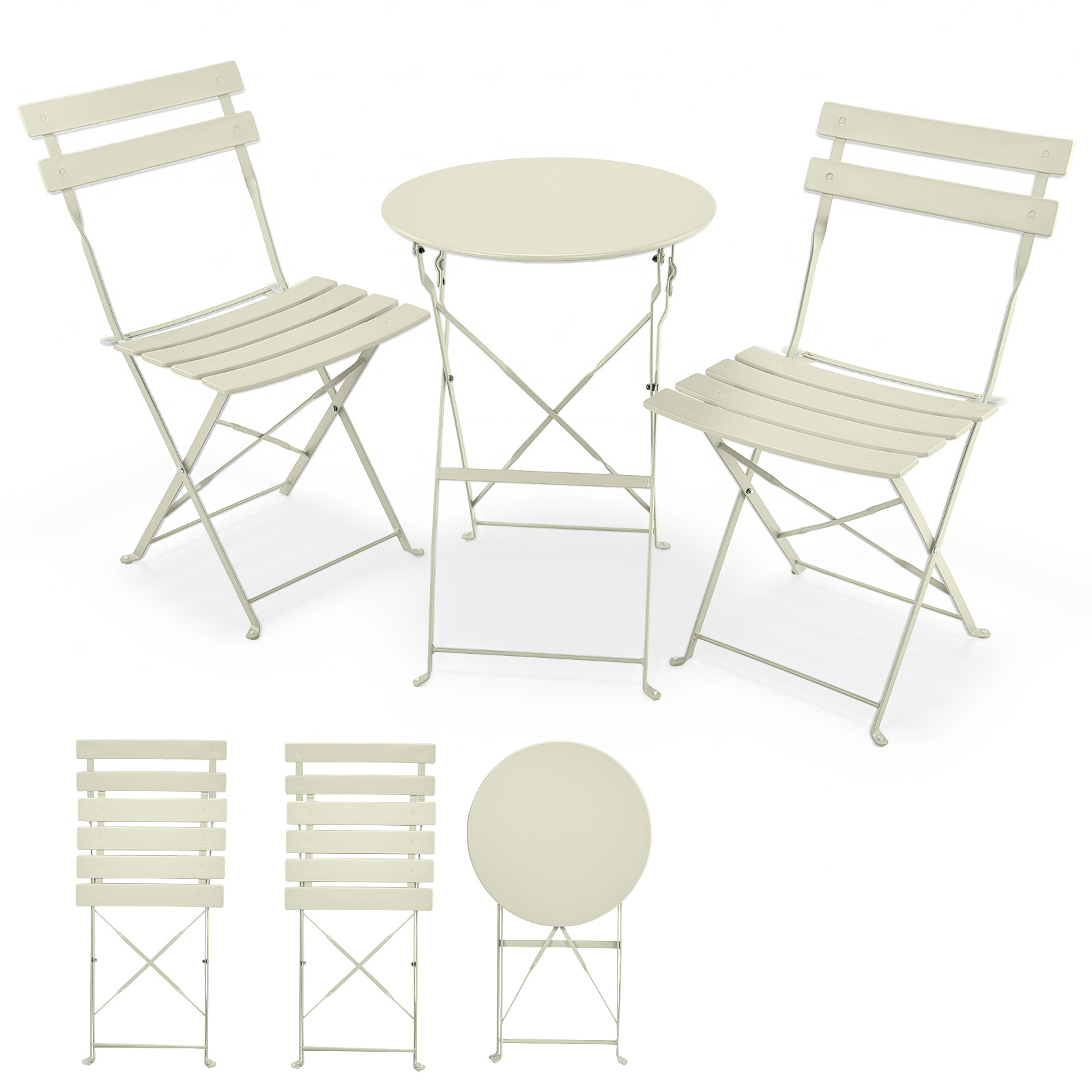 Image of Set Of Folding Table And Chairs ( + 2 Chairs) For Balcony And Terrace, Ideal For Dining And Leisure, Lightweight, Portable, Foldable, And Easy To Store