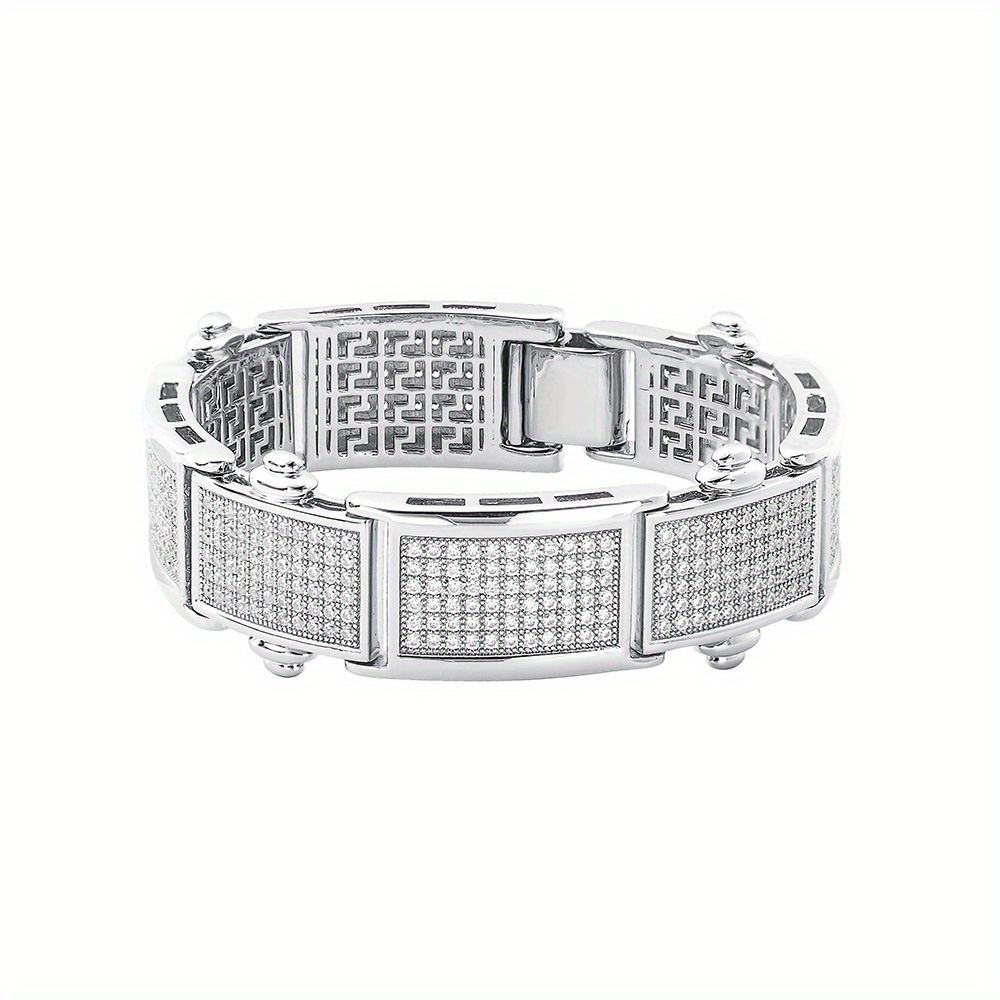 S925 silverEuropean, American hip hop Cuban bracelet Men's and Women's watch buckle bracelet fashion jewelryS925 925 Silver