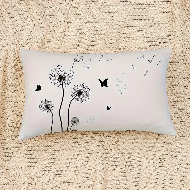 1pc double sided dandelion print throw pillow cover decorative pillowcase with envelope closure machine washable for sofa bedroom living room car decor no insert included Product details 1