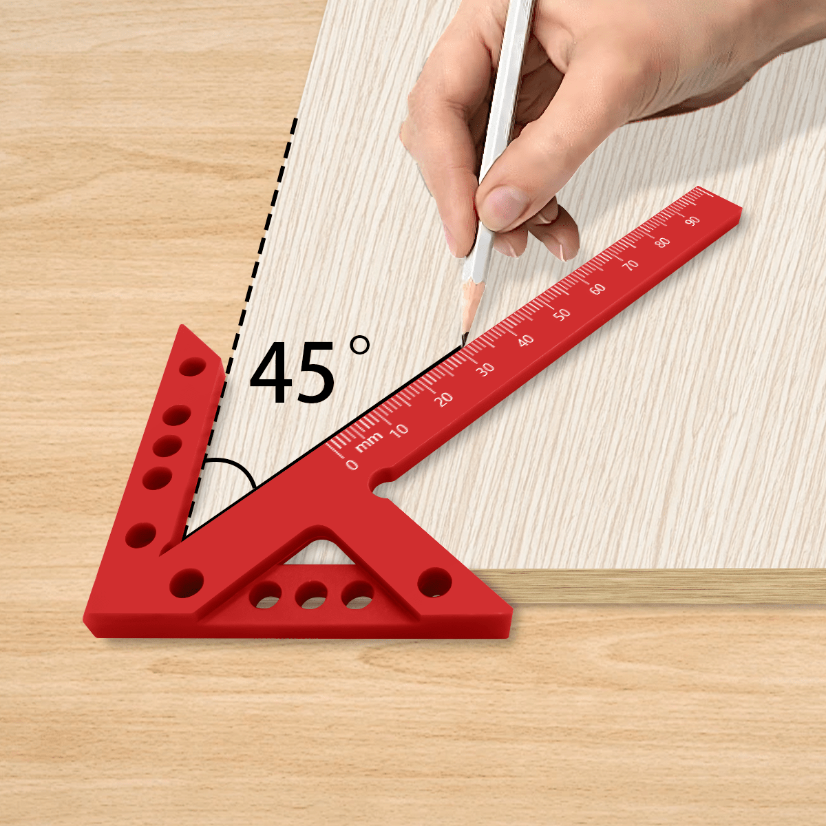 45/90 Degree Center Finder Measuring Ruler, Woodworking Angle Marking Tool, Carpenter Precision Scribe For Accurate Layout And