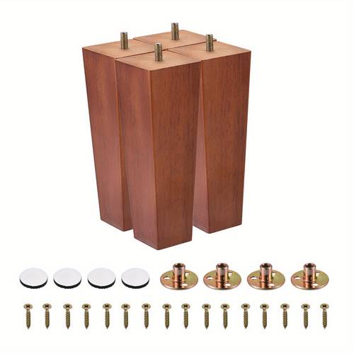 square furniture legs 7 inch 180mm square solid wood couch legs chair table feet sofa durable for modern furniture with accessories brown