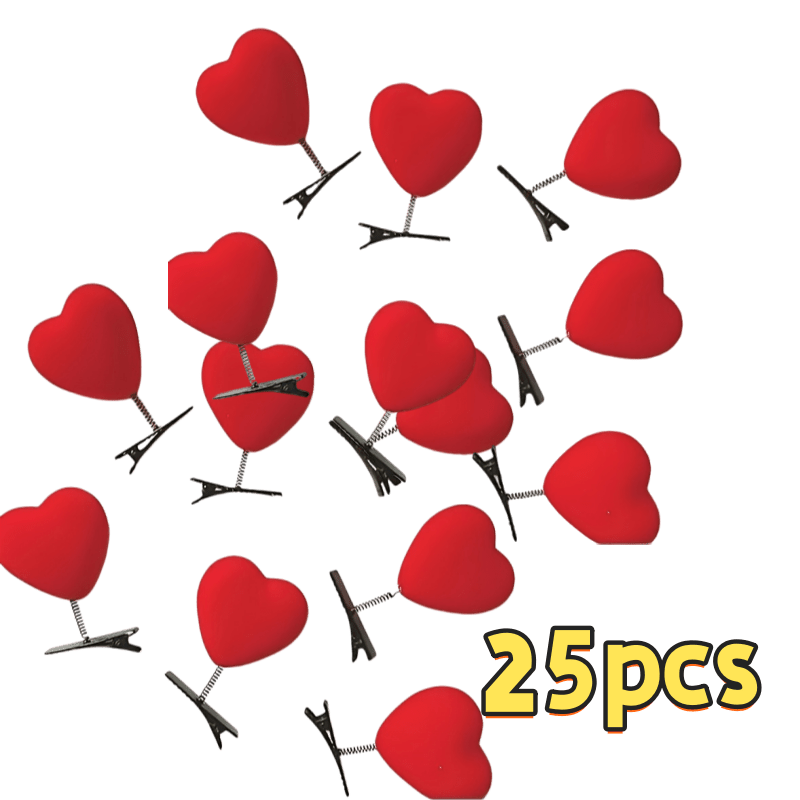 Set Of 25 Heart-shaped Hair Clips, Cute Hair Additions, Perfect Gift Option For Valentine's Day (7cm/2.75in)