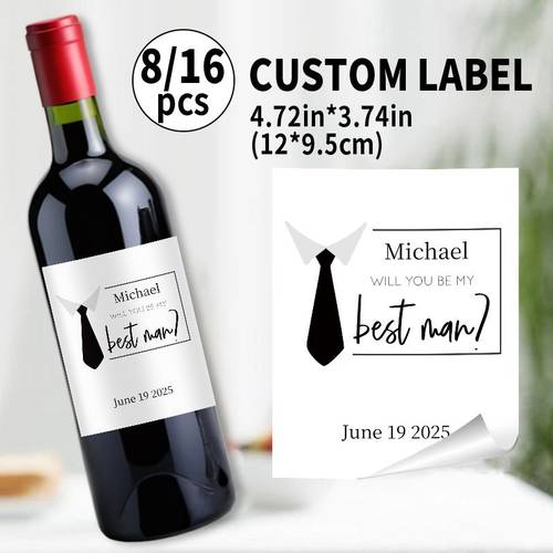 custom 8 16pcs groomsmen proposal wine labels and stickers be my best for man wine label personalized wine label