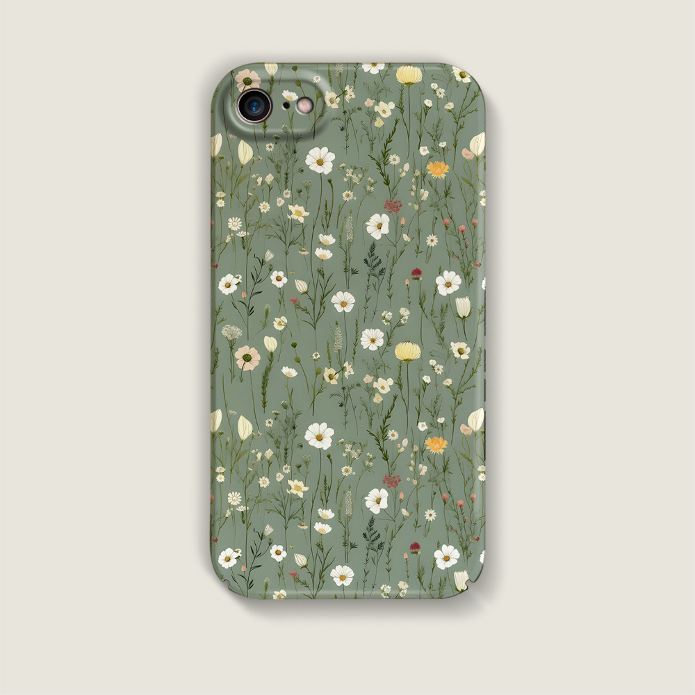 TEMU Cute Flower Branch Pattern For Girls Women Film Hard Phone Case For Iphone 7/8 16e Se (2022) Se (2020) /8/se2/se3 Cover Casing Smartphone