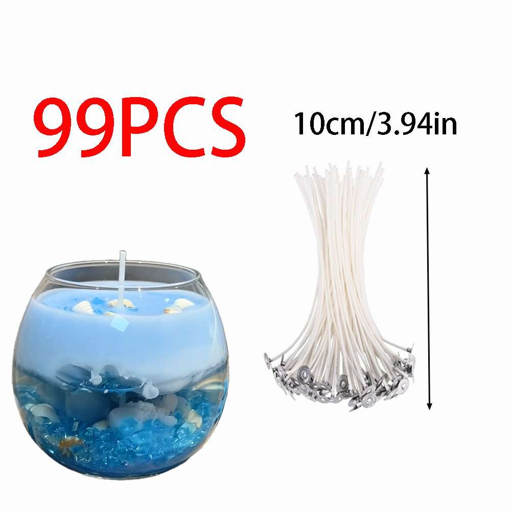 TEMU 99 pezzi 10/15/20 cm Stoppini per candele in cera di soia a bassa , stoppini naturali adatti per la produzione di candele, ideali per feste, kit