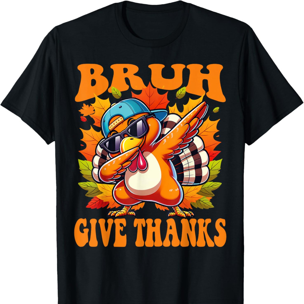 

Give " Cute Turkey Dabbing T-shirt - , Breathable Cotton, Moisture-wicking Casual Tee For Boys - All