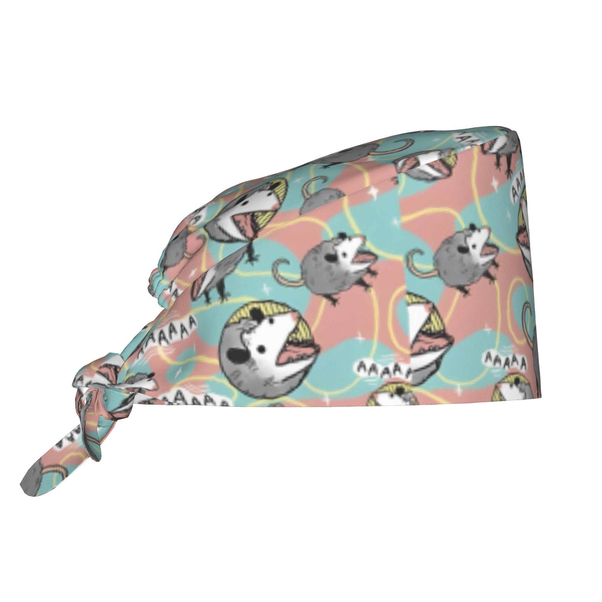 TEMU Opossum Screm Unisex Work Adjustable Lightweight With Lace Up Desig Dust Proof Suitable For Nurses And Chefs