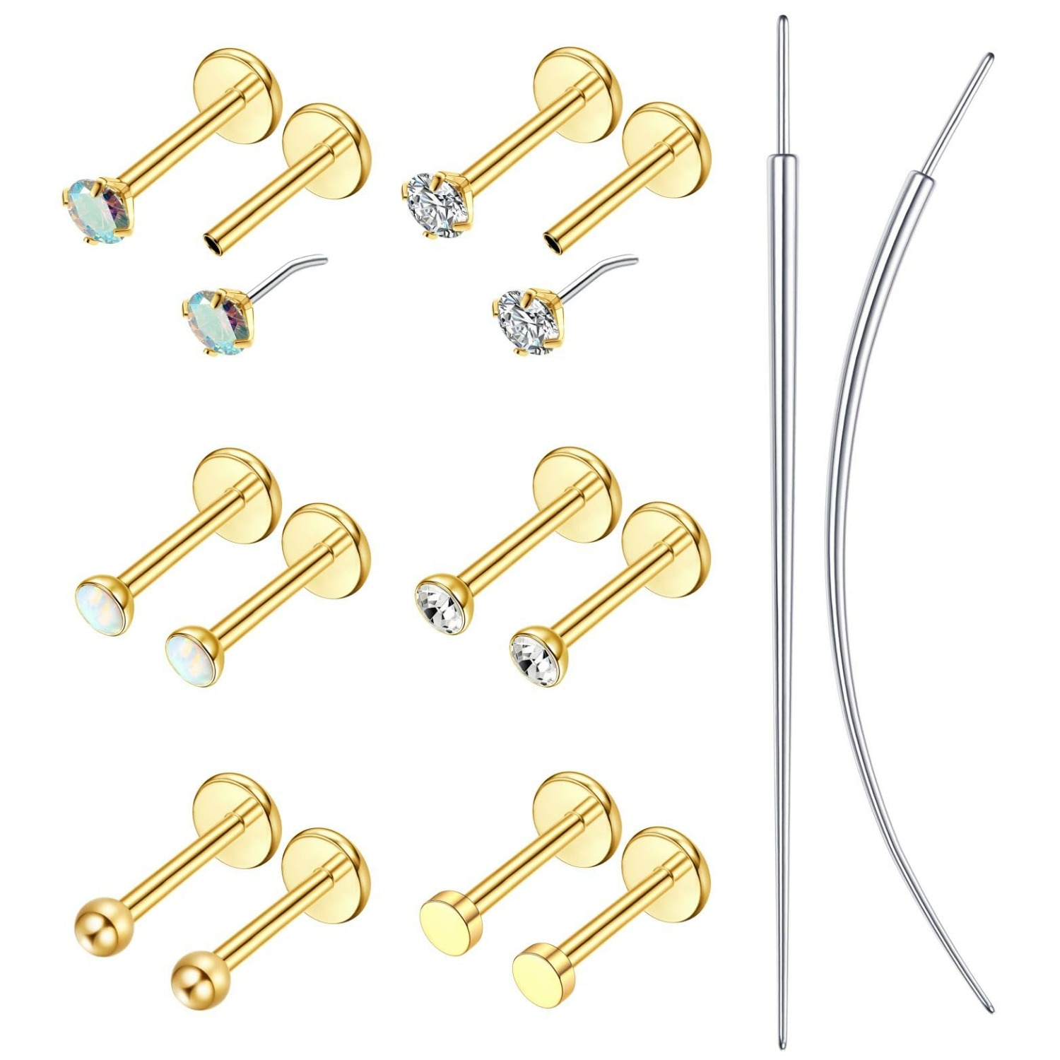 Image of 2d Flat - 20g/18g/16g Flat Back Earrings Stud - Hypoallergenic Earrings For Women - 316l Surgical Stainless Steel Tragus Cartilage Lip Piercing Jewelry - Nose Stud For Women Men 2mm