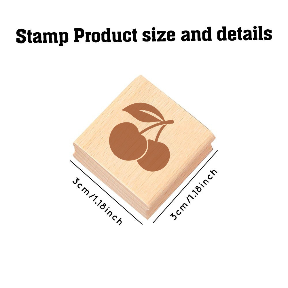 Cherry Wood Rubber Stamp for Journals and Cards