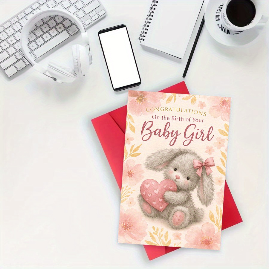 Thank You Congratulations Card for Baby Girl Birth Gift