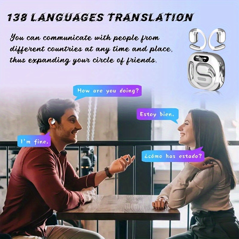 AI Translation Earbuds Real Time, 6-in-1 Translator Earbuds 150 Languages& Accents, Open Ear Wireless Ear Buds Wireless with Charging Case Fit Suitable for Travel, Business, And Study, Graduation Season Gifts
