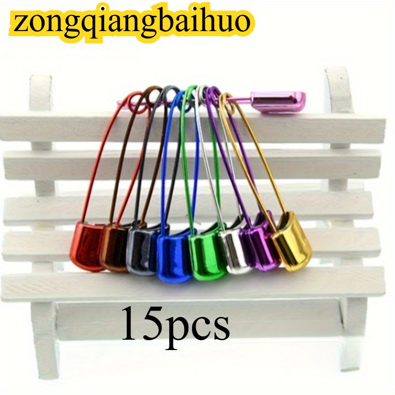 TEMU 2025 Hot-selling, 15pcs Set, Colors Of Uv-coated Stainless Steel Safety Pins - Sturdy Design, Suitable For Sewing And Crafts