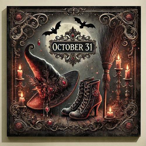 new halloween diamond painting set witch hat boots and broom bat full and october 31 5d round diamond craft gothic style home decoration horror 40x 40cm 15 75x 15 75inch