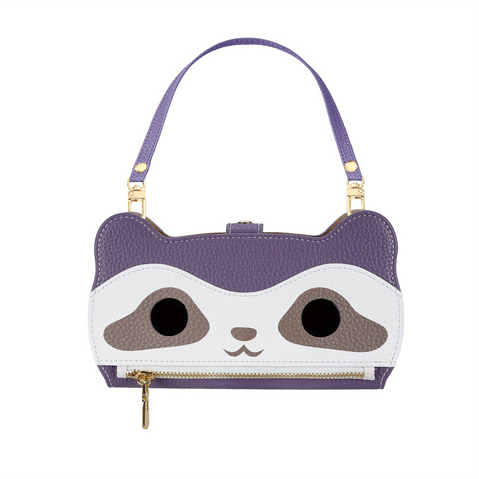 TEMU Phone Case - A Stylish Crossbody Case For Ladies Featuring A Card Insertion Bracket, A Pattern Wristband, And An Oval Makeup Mirror. This
