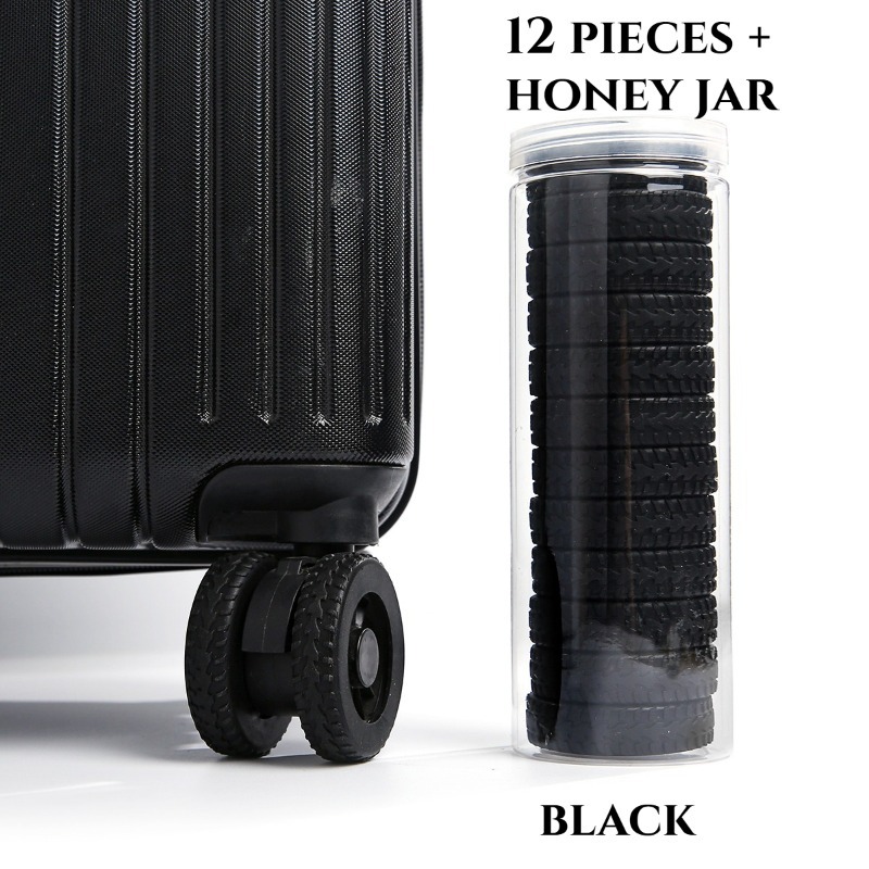 TEMU Lot de 12 housses de roue de valise transparentes, protège-roues de valise réducteurs de bruit, enjoliveurs de moyeu de valise réducteurs de