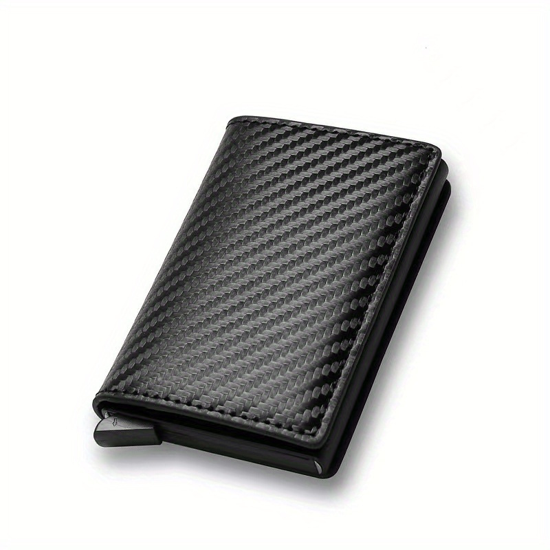 1 pieza de cartera ultrafina con bloqueo RFID para hombres - Carne sintética negra con aleación de aluminio, compacta y ligera, perfecta para negocios, viajes, camping y uso diario, cartera con bloqueo RFID | Diseño elegante de cartera | Cartera duradera