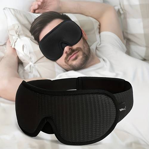 1 ergonomisch entworfene schwarze ultra-weiche 3d-schlaf-augenmaske, für nickerchen und reisen,