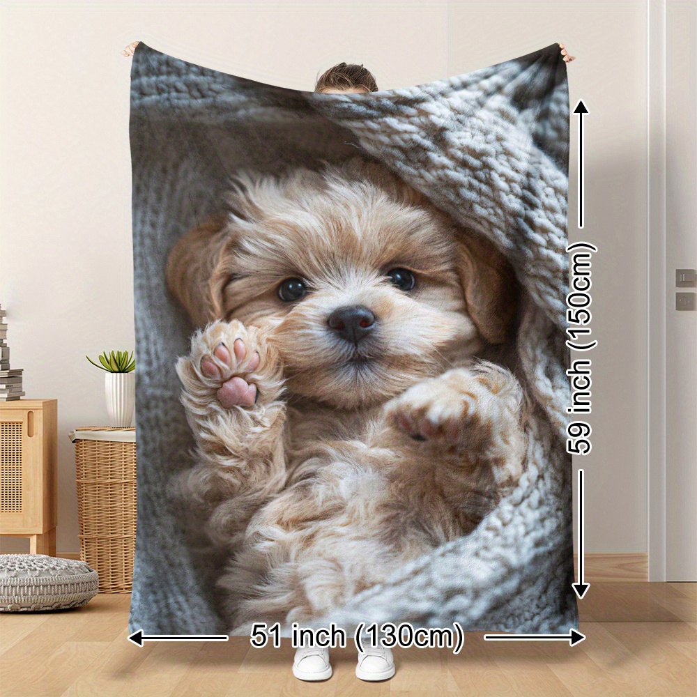 

1pc Cozy Pet Blanket - Soft Polyester Throw With Adorable Poodle Print, Machine Washable, Ideal For Small, Medium, Large & Extra Small Dog Breeds, Perfect Gift For Dog Lovers