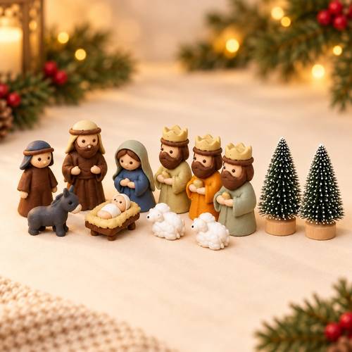 12 piezas, : 10 piezas de mini figuras de + 2 piezas de , del navideño con , , pastor, burro y , miniaturas de decoración de mesa para repisa de chimenea, estantes, exhibiciones festivas y regalos