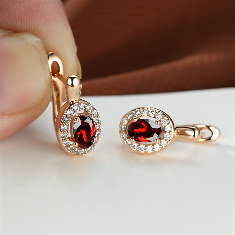 1 Pair Oval Cut Drop Earrings Golden Color Claw Earrings Valentine's Day Jewelry Gift
