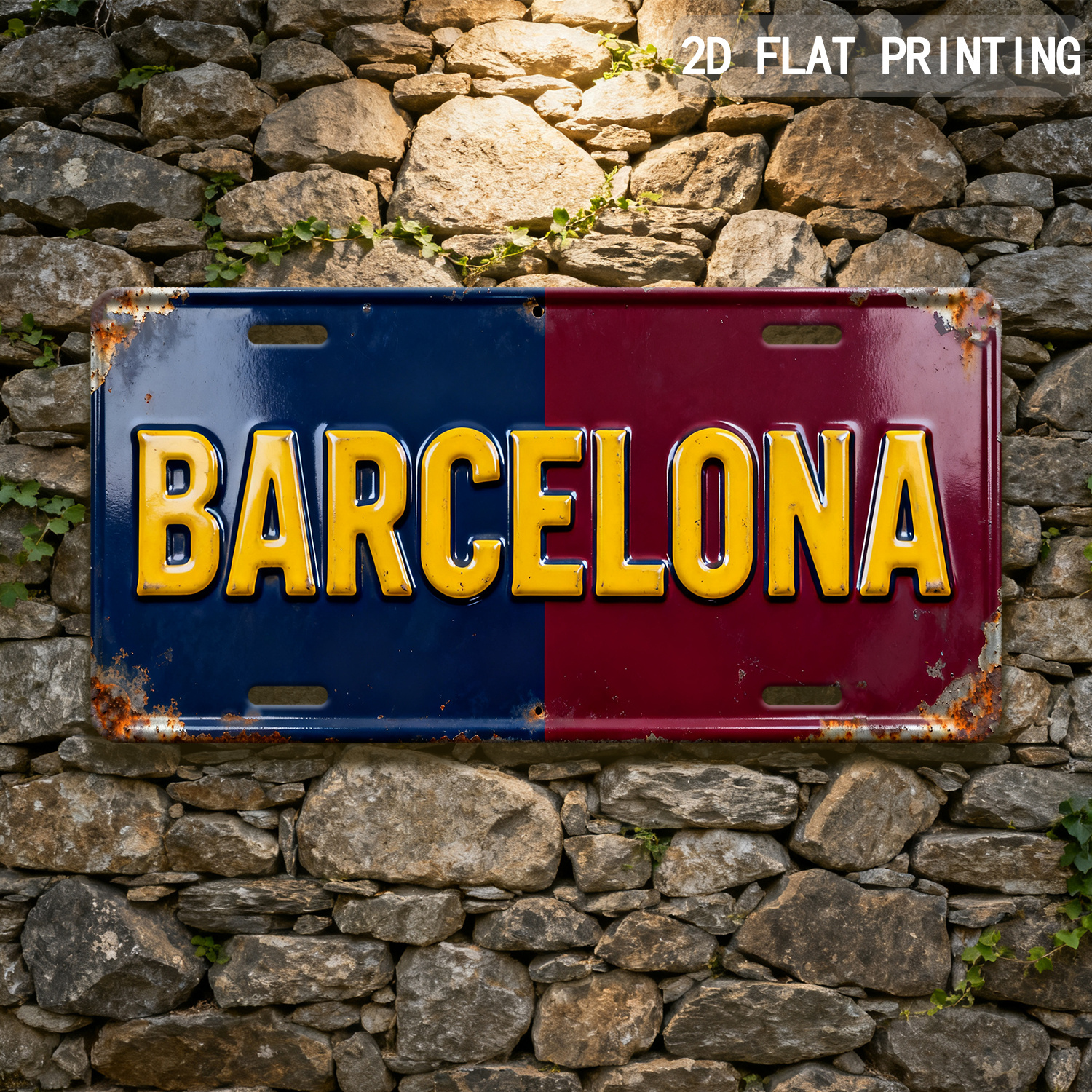 TEMU 2d Flat Design - Outdoor Sign And Wall Decor, 1pc, Retro "barlona" Wooden Sign, Spanish City, Men's Cave, Bar, Garage, Cafe, Living Room, Garden