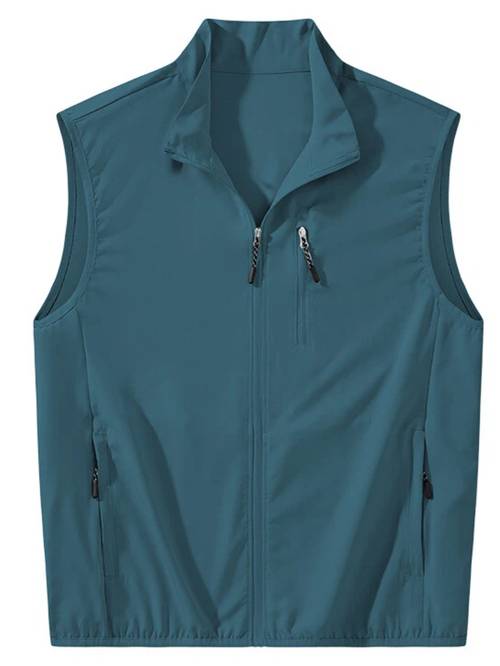 mens thin stand collar vest outdoor breathable quick dry sleeveless jacket