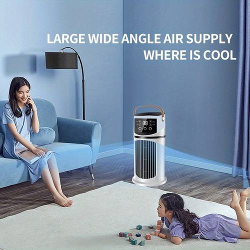 one portable air cooler fan with humidifier usb powered desktop fan 9 speed adjustable with display evaporative air conditioner ideal for home and office