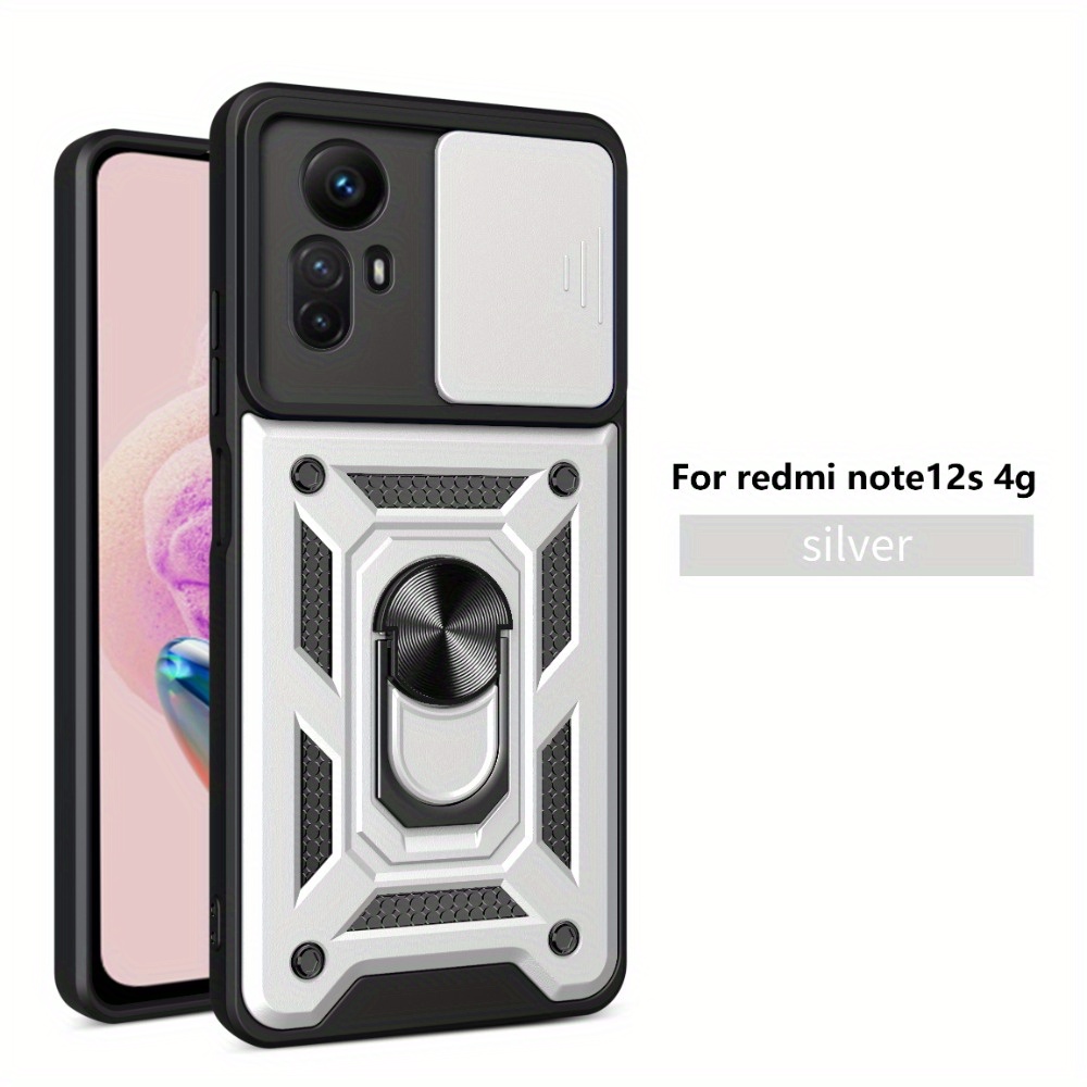 TEMU Phone Case: Heavy Duty Collision Protection Case Cd Patterned Ring Suitable For Redmi Note 12s 4g, In , Sliding Window Protection Lens.