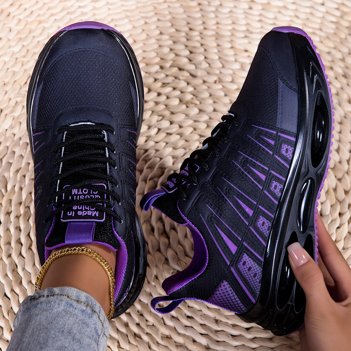 Image of [sneakers] Women's Fashionable Walking And Running Shoes | Lightweight, Breathable Mesh, Lace-up, Motion-control Sole