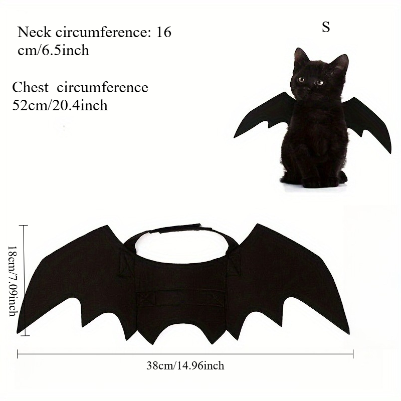 TEMU Available In 3 Sizes. Halloween Bat Costume For Events And Parties, Holiday Decorations, Cat Accessories, Pet Bat Wings, Puppy Collar And Leash,