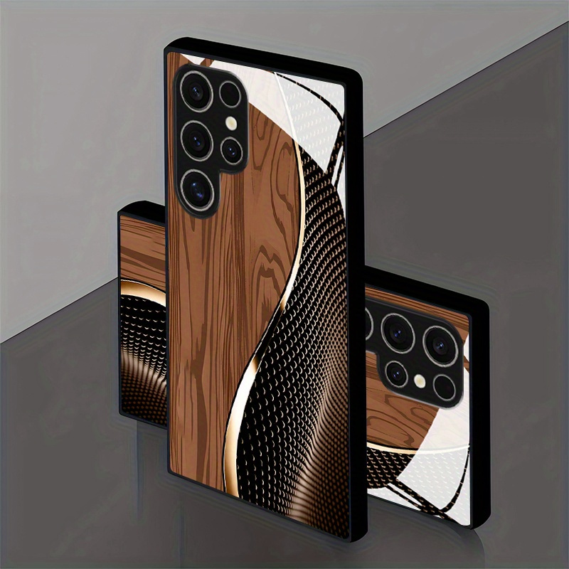 TEMU Wood Grain Pattern Tempered Glass Phone Case For Galaxy S25/s25 Plus/s25 Ultra/s24/s24 Fe/s24 Plus/s24 Ultra/s23/s23 Fe/s23 /s23