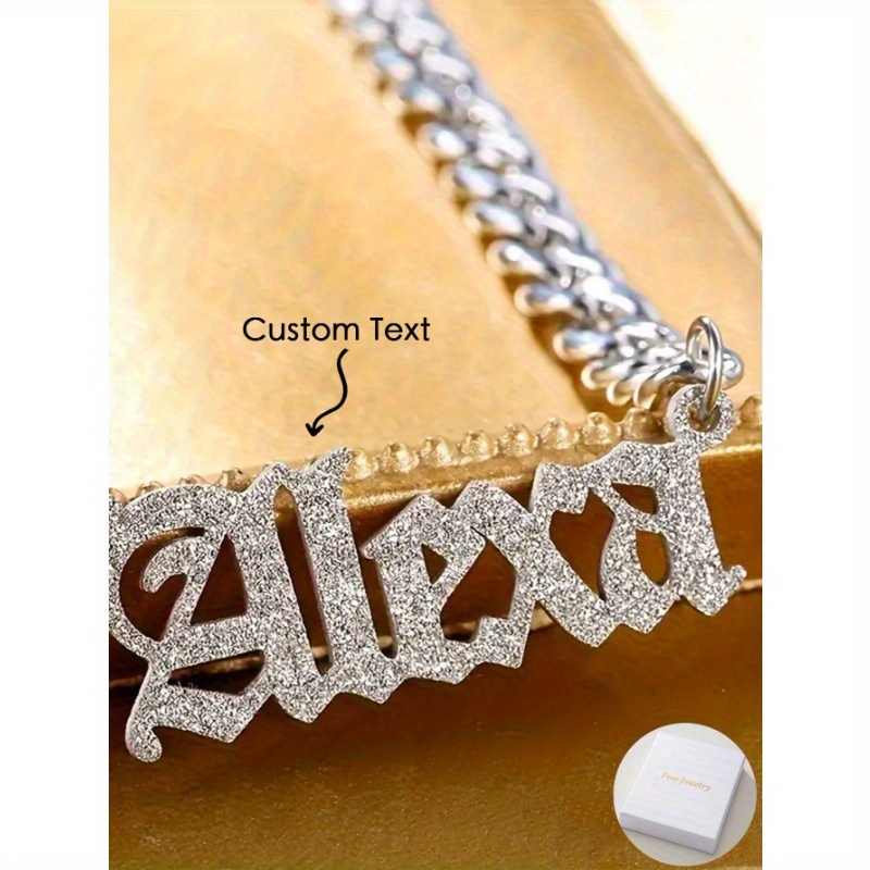TEMU An Elegantly Designed Pendant Necklace Made Of Customized 201 201 201 201 Stainless Steel With Sandblasted End Featuring Personalized English