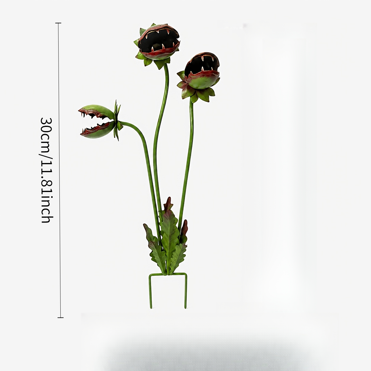 TEMU 2d Flat, [3d] A Gift Suitable For All , 2d Flat 1pc Of Three-headed Acrylic Carnivorous Plant Garden Stakes, Outdoor Courtyard Lawn Decoration,
