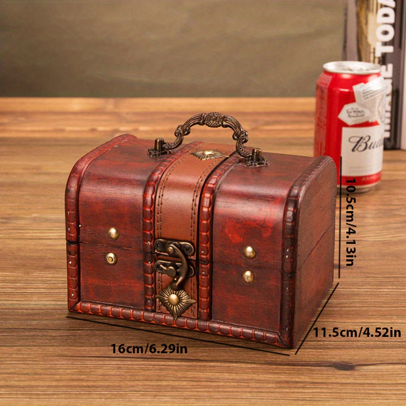 TEMU 1pc Vintage Wooden Storage Box, Handmade European Jewelry Box, Necklace Bracelet Souvenir Sorting Box, Treasure Box, Wooden Box, Packaging Box,
