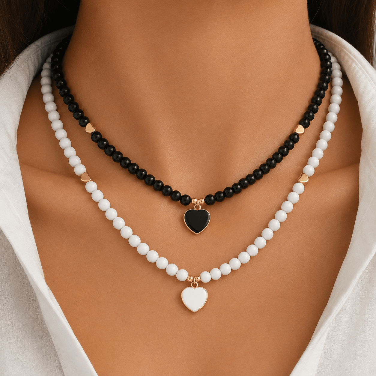 TEMU 2 pezzi TUURIN Collana a boh矇mien retr簷 Y2K da donna - Ciondoli a cuore in rivestito e perline in acrilico, adatta per uso , regalo di gioielli
