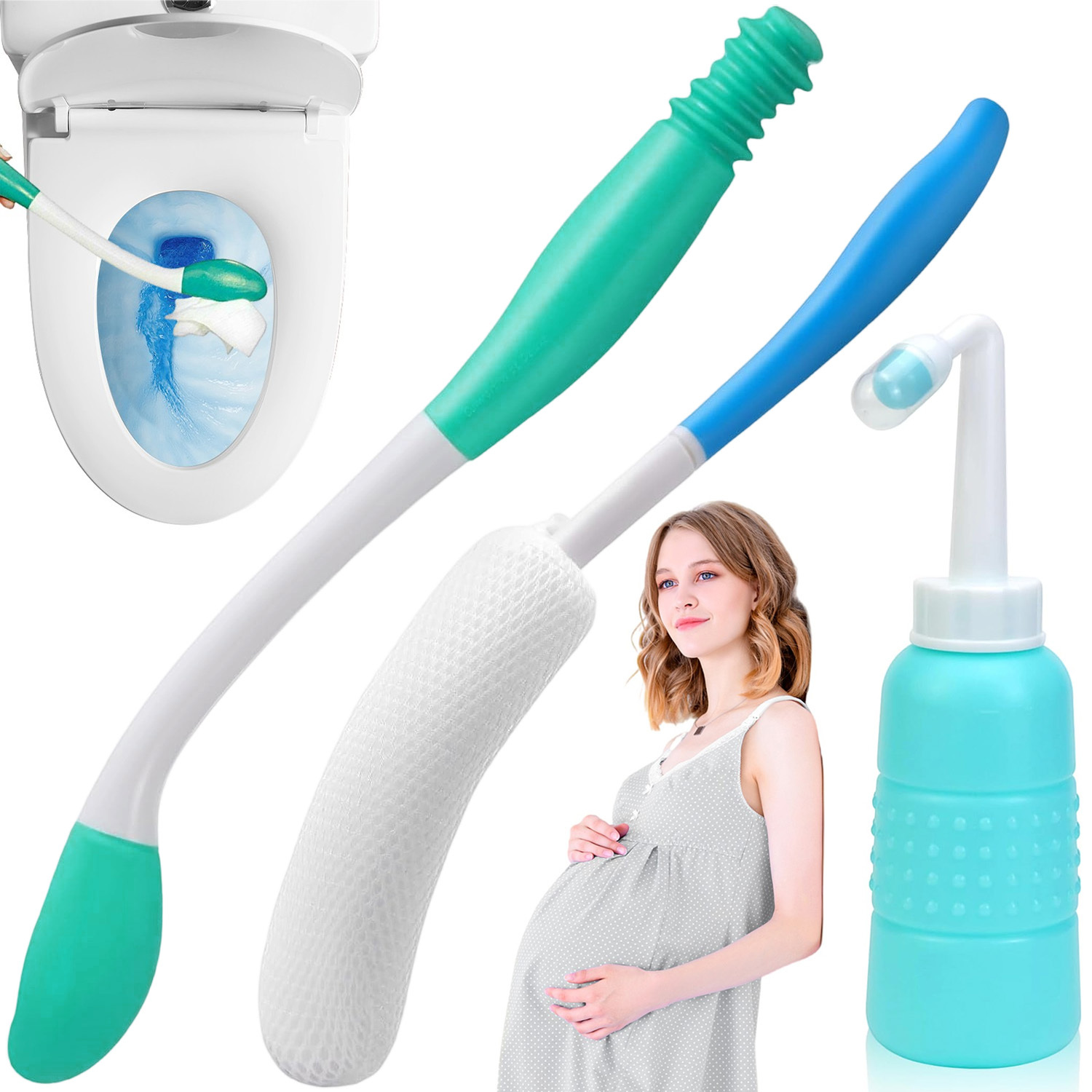 Image of 3pcs Toilet Aids Set For Wiping - Long Handle Wiper For People Overweight, Elderly And Disabled, Wiping Aid For Bathroom