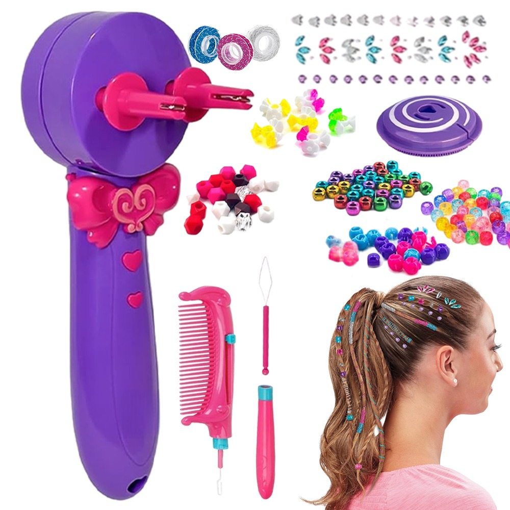 TEMU A Hair Styling Kit Featuring A Knitting Set With 3 Twist Designs To Craft A Hair Accessory Collection, Complete With Colorful Beads, Perfect For