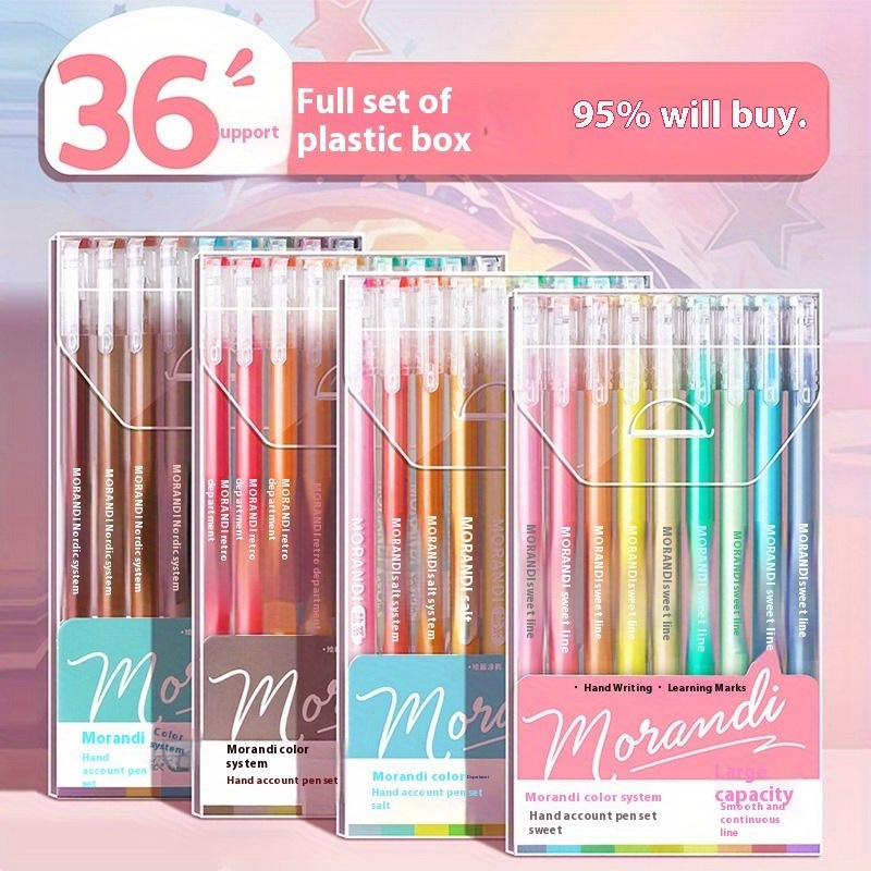 

Morandi 36 Colors Gel Pens Set, Large Capacity Fine Tip Drawing & Pens, Vibrant Neutral Color Assortment For Artists And Students