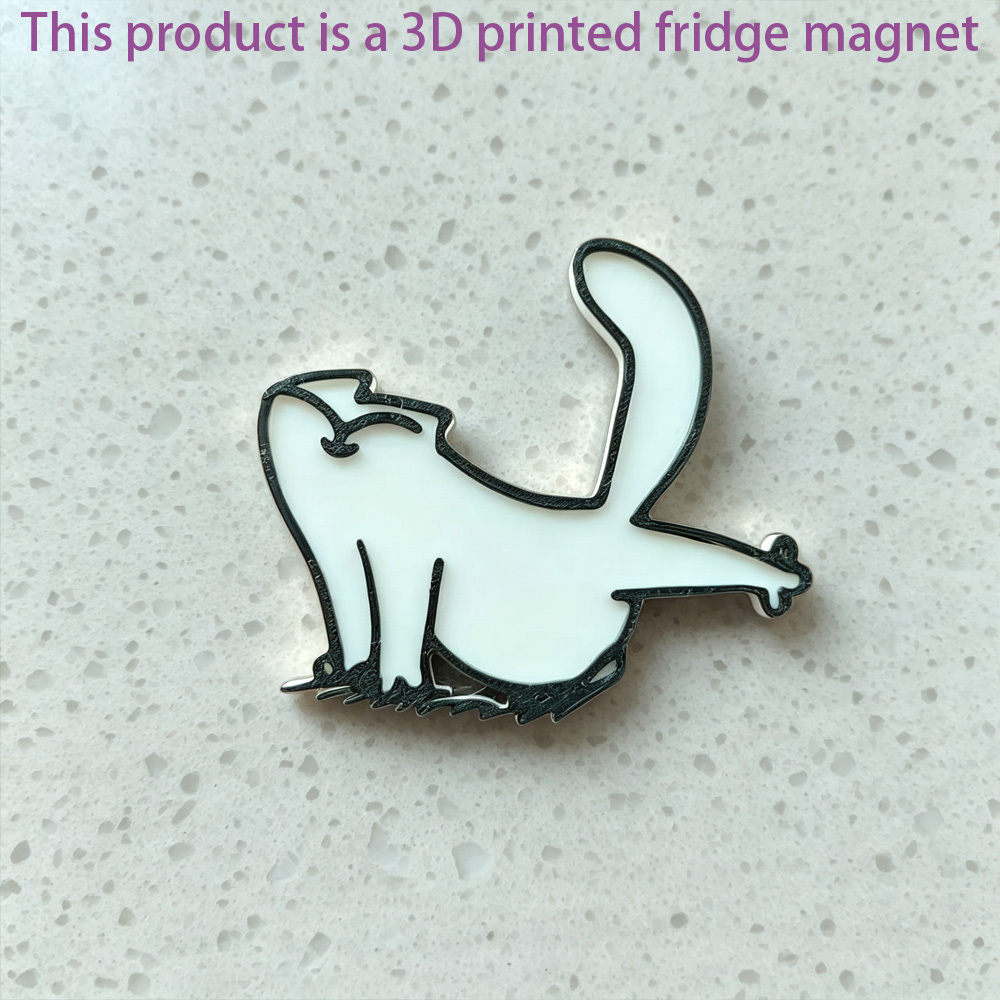 TEMU 1pc 3d Printed Kitten Fridge Magnet With Base Suitable For Refrigerator, Mailbox, Dishwasher Decor - Adorable Plastic Magnets For Home, Office,