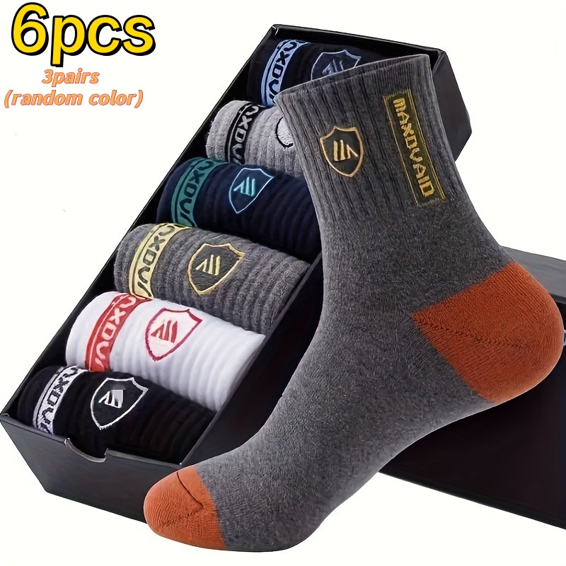 E-shop 5 Paar/3 Paar Zufällige Farben - Herrenmode Atmungsaktive Runde Socken - Weiche Warme Geometrische Muster Freizeitsocken, Zehen- und